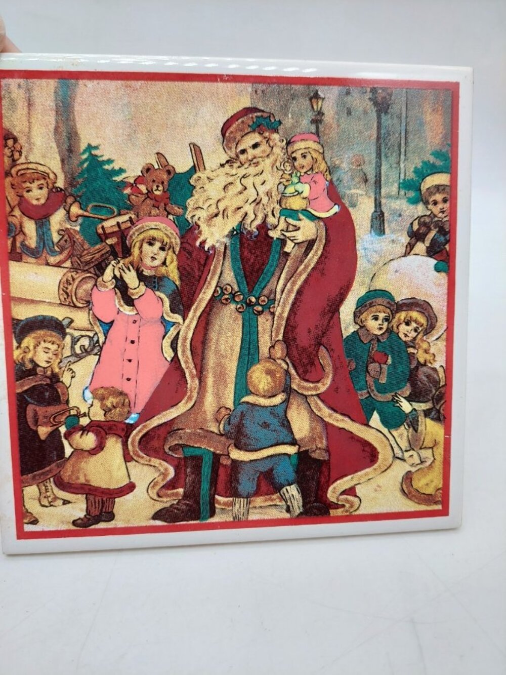 Santa Claus Christmas Tile Children Victorian Style Square Cork Back